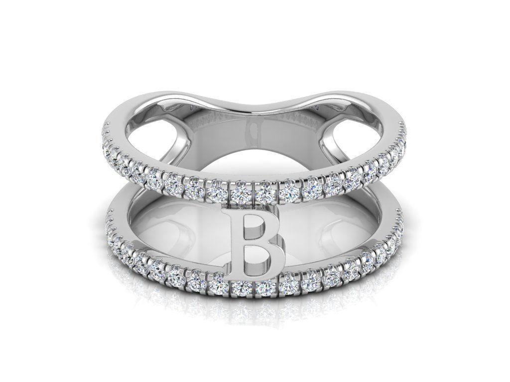 Jewelry Alphabet Ring B 3D print model_8