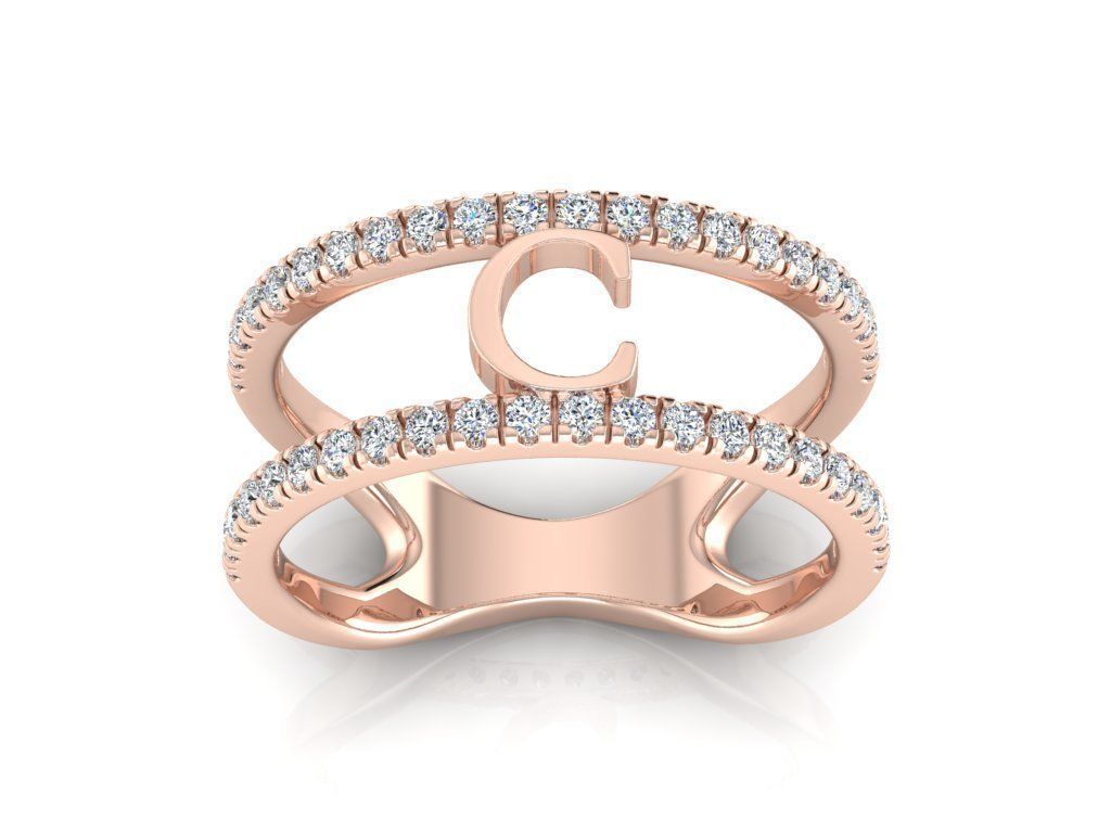Jewelry Alphabet Ring C 3D print model_3