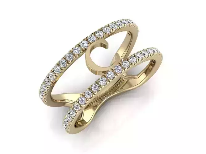 Jewelry Alphabet Ring C 3D print model