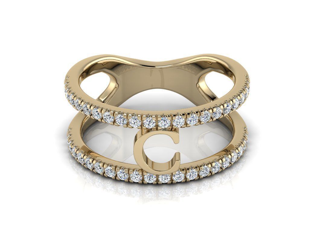 Jewelry Alphabet Ring C 3D print model_11