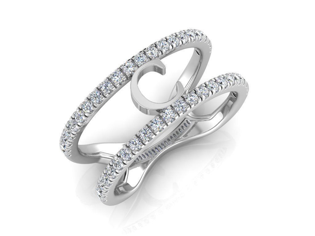 Jewelry Alphabet Ring C 3D print model_6