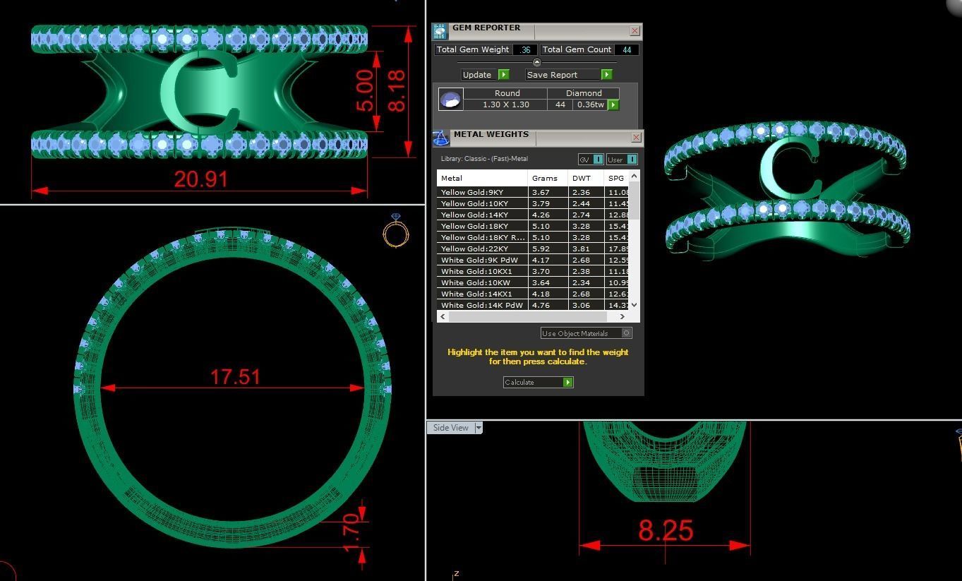 Jewelry Alphabet Ring C 3D print model_1