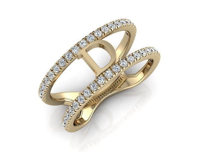 Jewelry Alphabet Ring D 3D print model