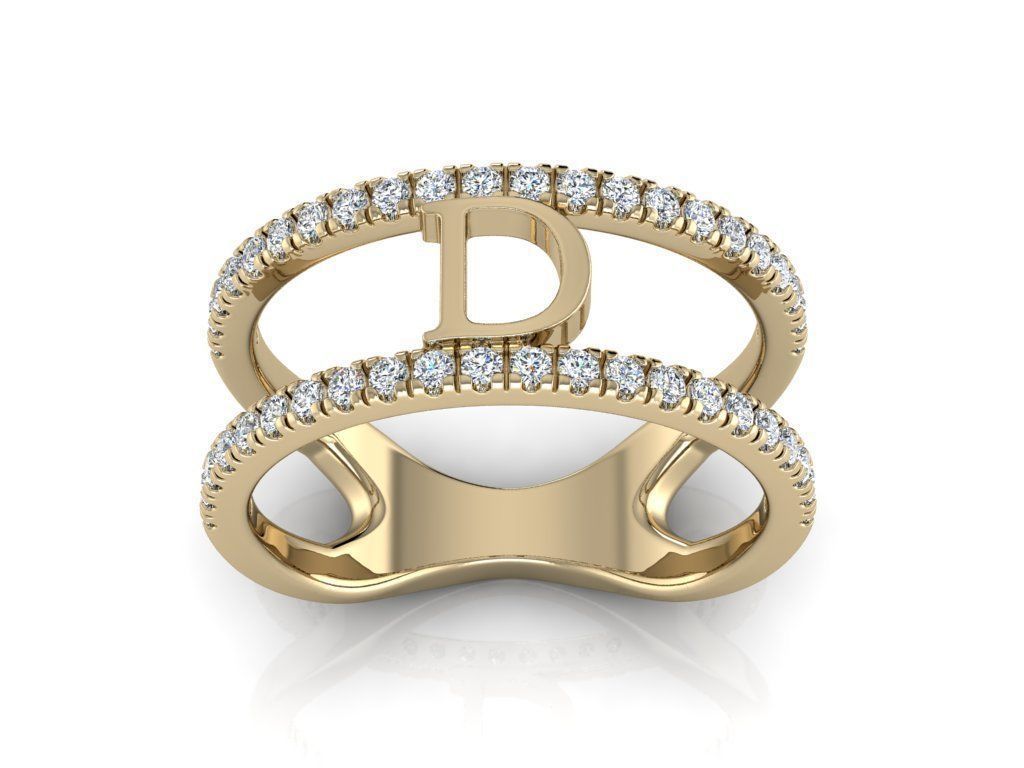 Jewelry Alphabet Ring D 3D print model_10
