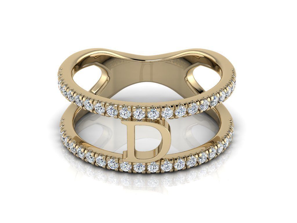 Jewelry Alphabet Ring D 3D print model_11