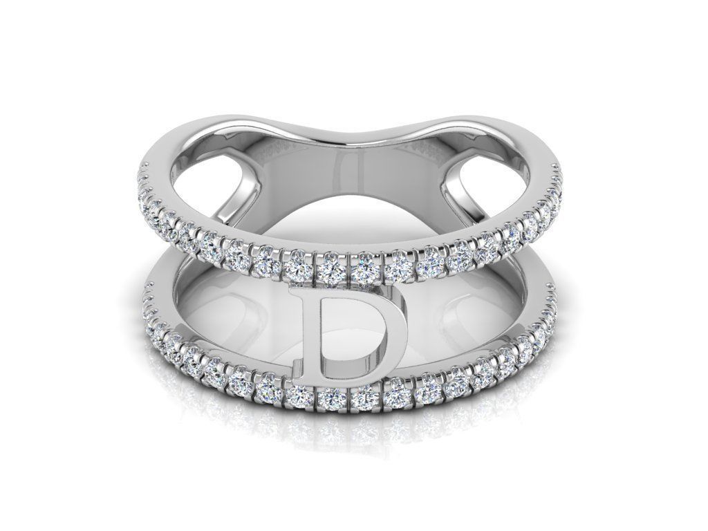 Jewelry Alphabet Ring D 3D print model_8