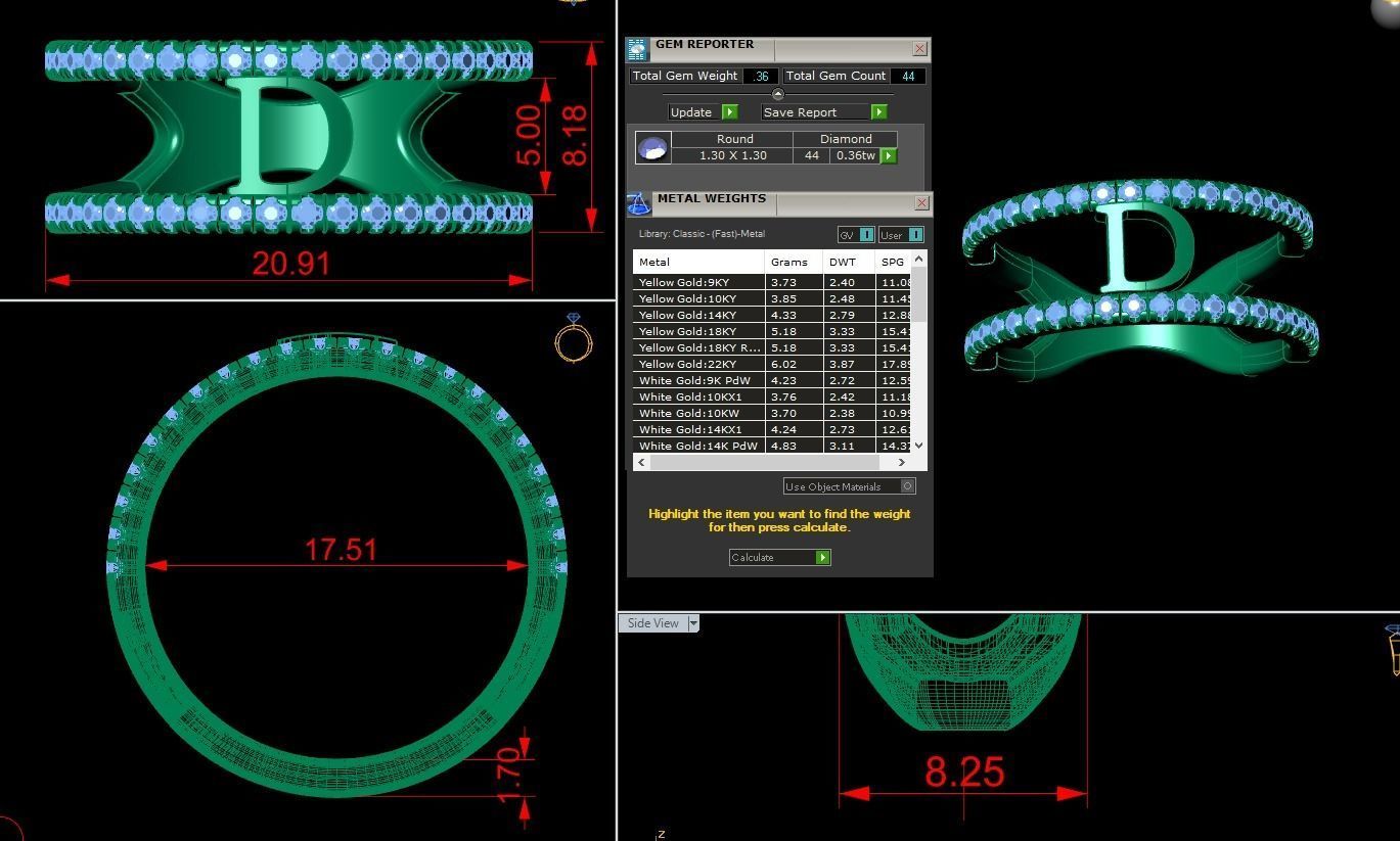 Jewelry Alphabet Ring D 3D print model_1