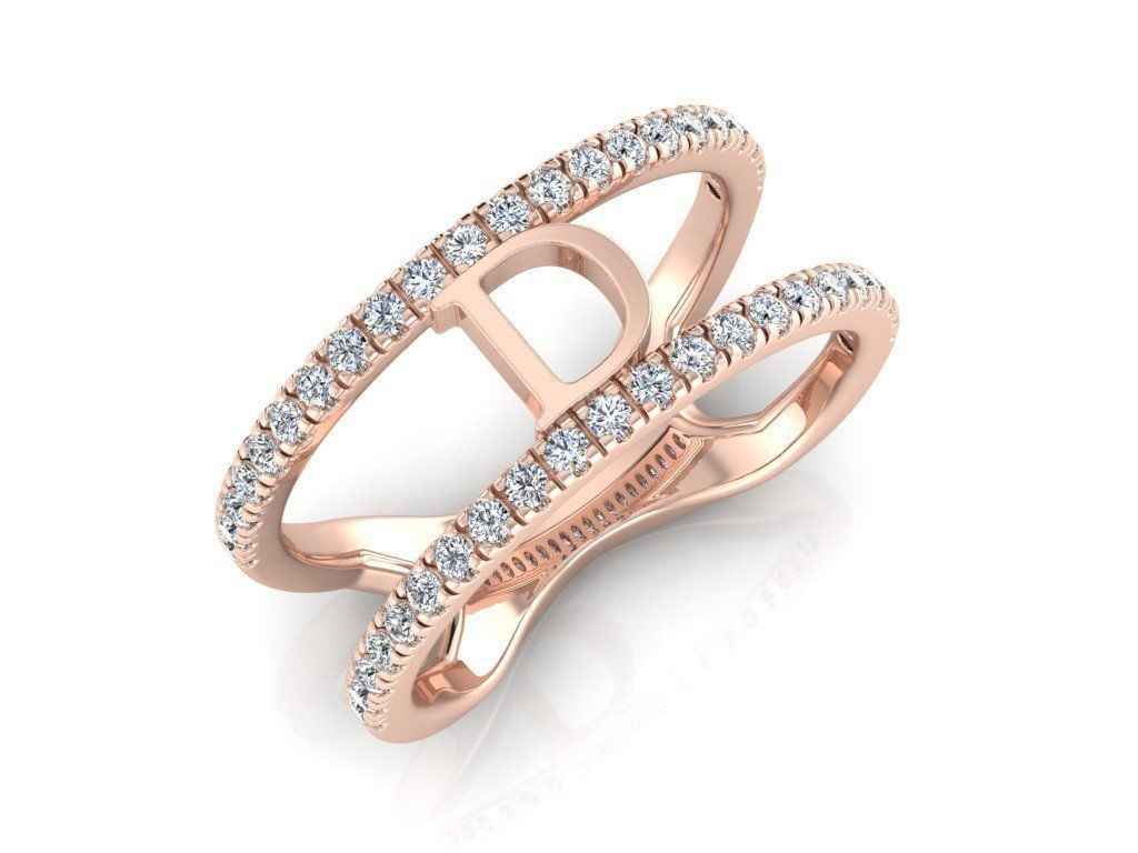 Jewelry Alphabet Ring D 3D print model_2