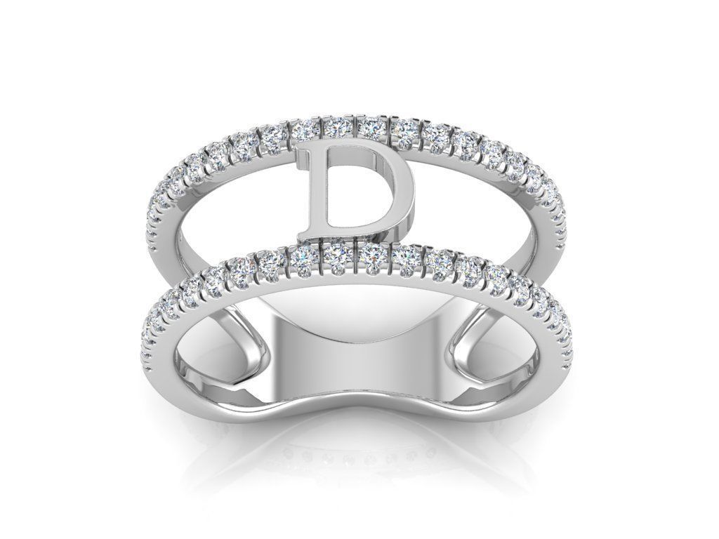 Jewelry Alphabet Ring D 3D print model_7
