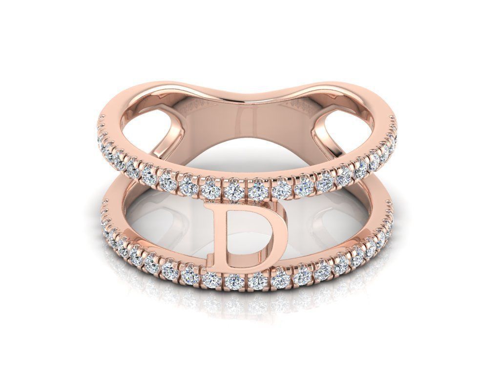 Jewelry Alphabet Ring D 3D print model_4