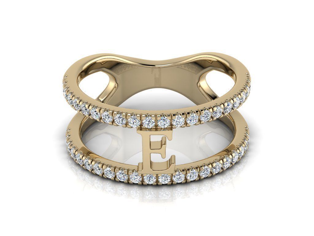 Jewelry Alphabet Ring E 3D print model_11