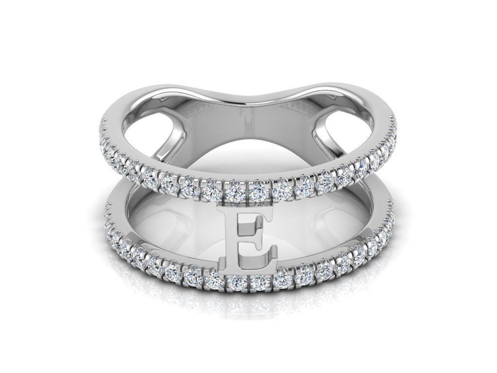 Jewelry Alphabet Ring E 3D print model_8