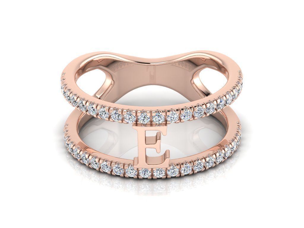 Jewelry Alphabet Ring E 3D print model_4