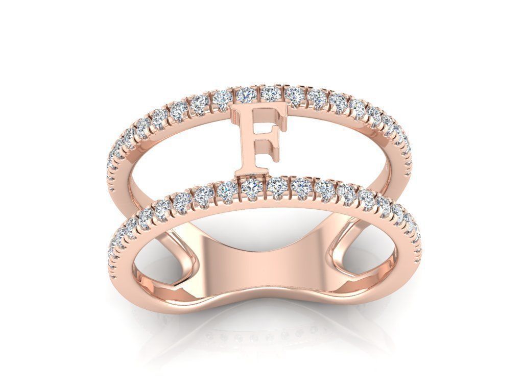 Jewelry Alphabet Ring F 3D print model_3