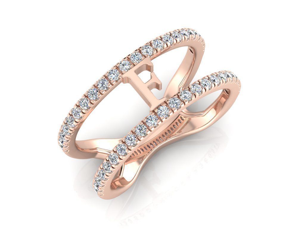 Jewelry Alphabet Ring F 3D print model_2