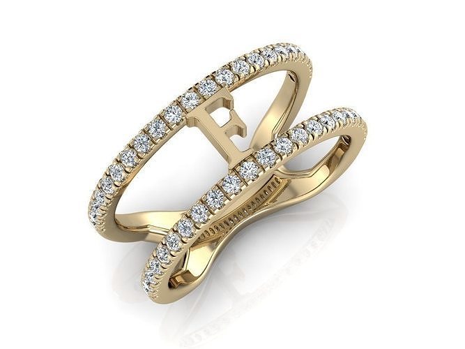 Jewelry Alphabet Ring F 3D print model