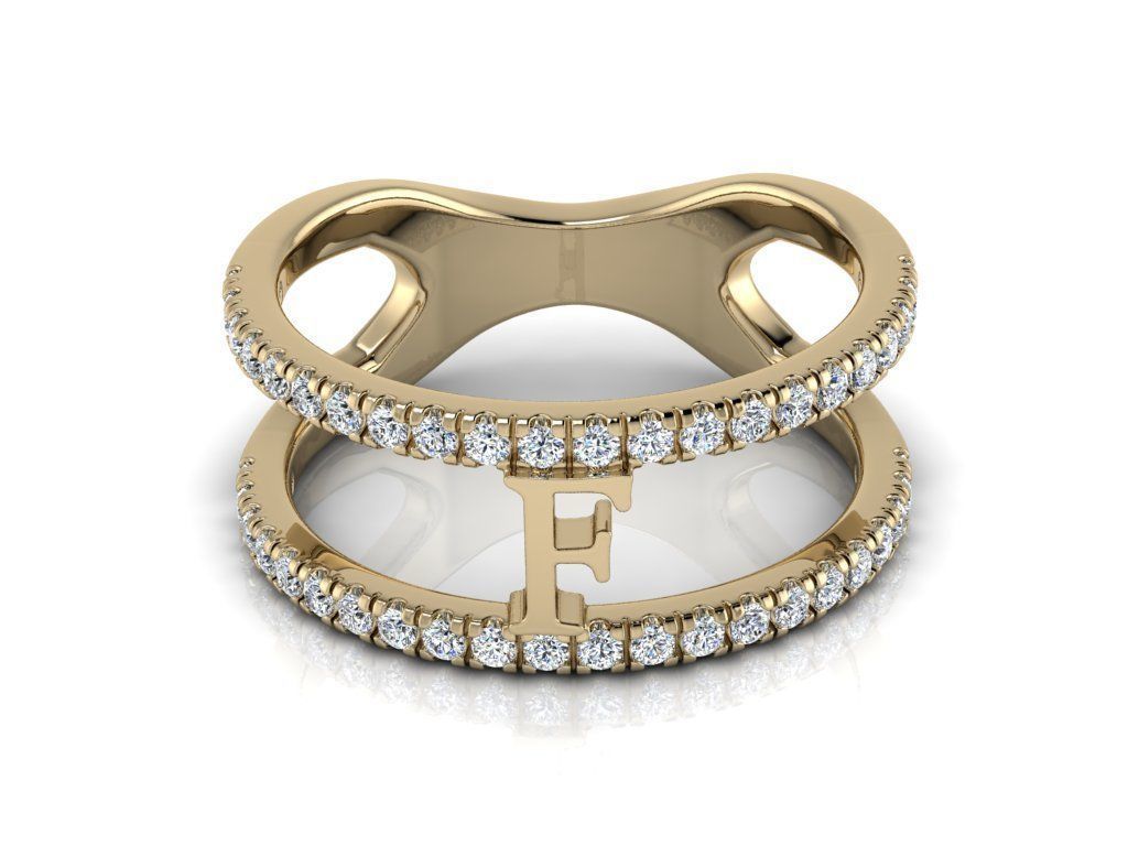 Jewelry Alphabet Ring F 3D print model_11
