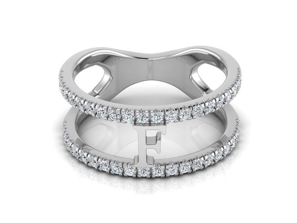 Jewelry Alphabet Ring F 3D print model_8