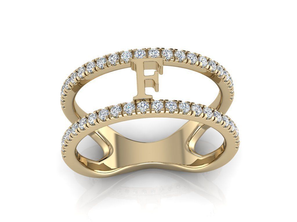 Jewelry Alphabet Ring F 3D print model_10