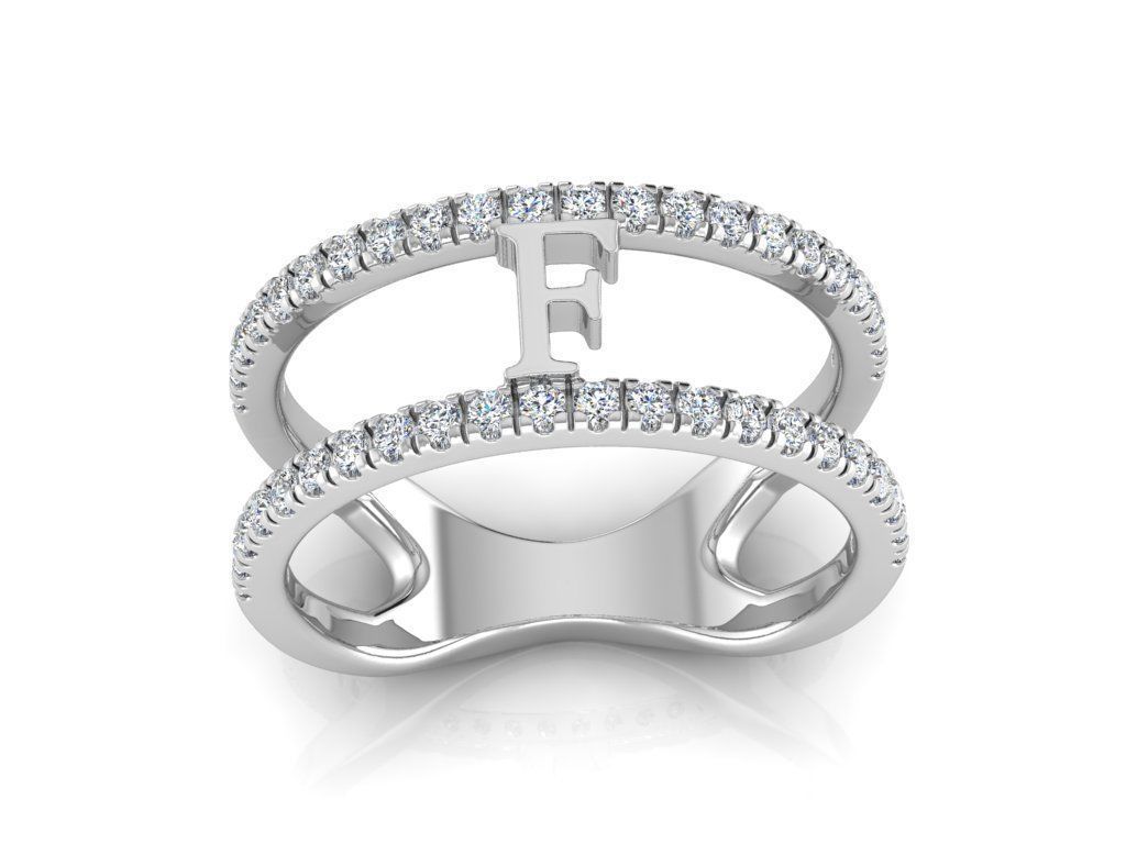 Jewelry Alphabet Ring F 3D print model_7