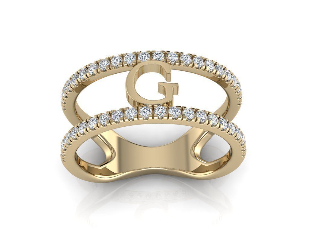 Jewelry Alphabet Ring G 3D print model_10
