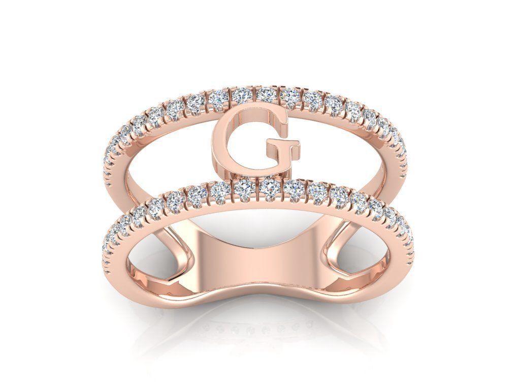 Jewelry Alphabet Ring G 3D print model_3