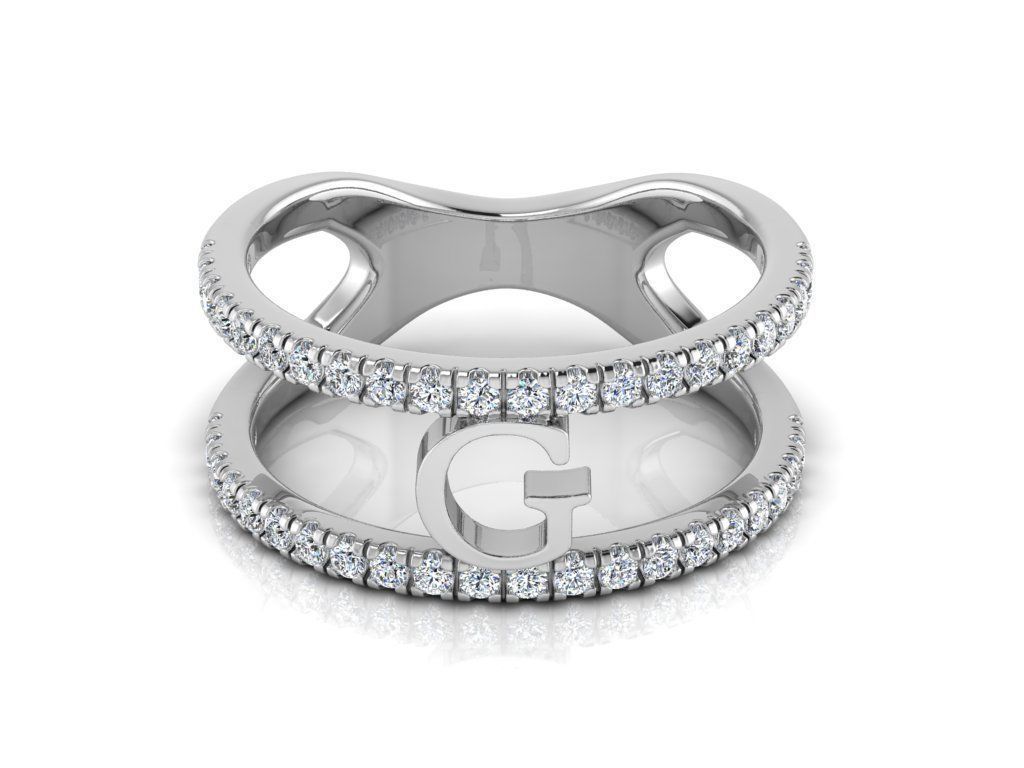 Jewelry Alphabet Ring G 3D print model_8