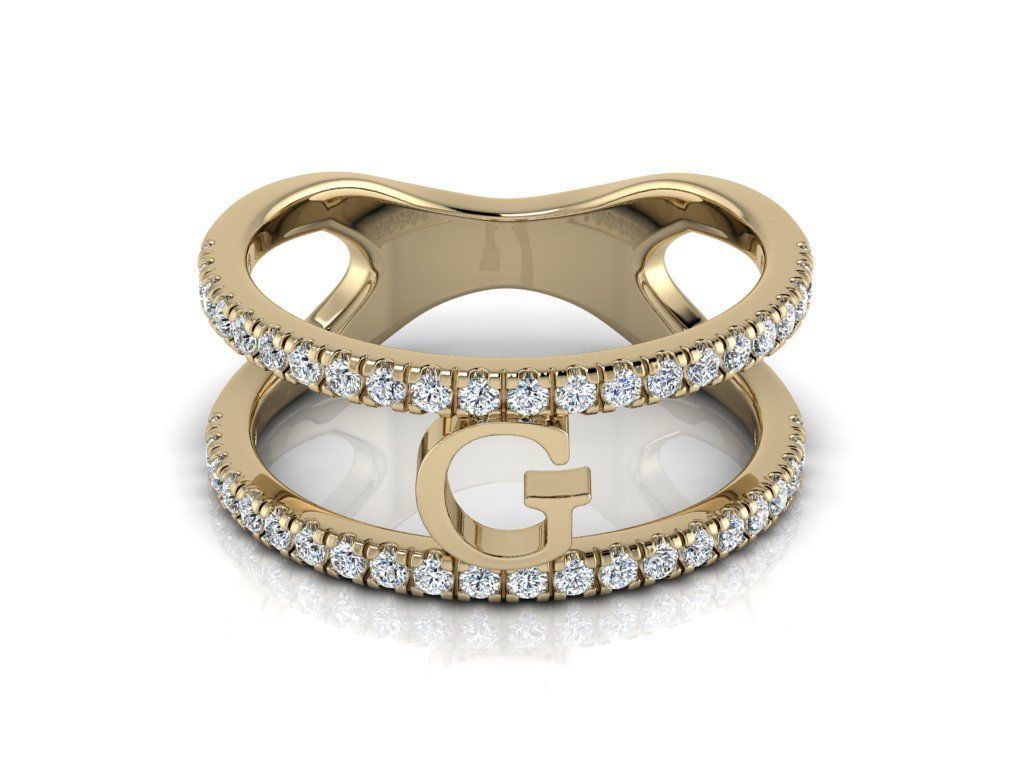 Jewelry Alphabet Ring G 3D print model_11