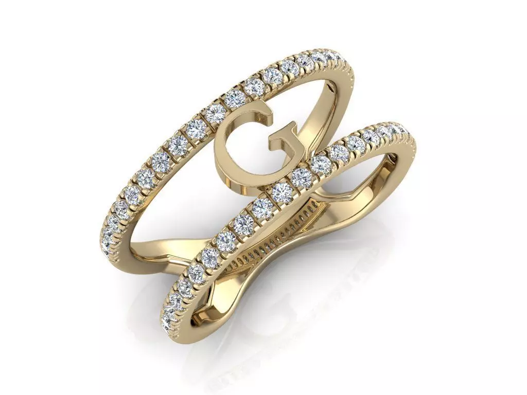 Jewelry Alphabet Ring G 3D print model_0