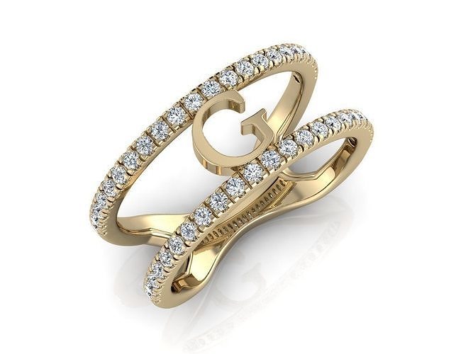 Jewelry Alphabet Ring G 3D print model