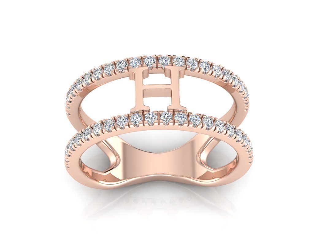 Jewelry Alphabet Ring H 3D print model_3