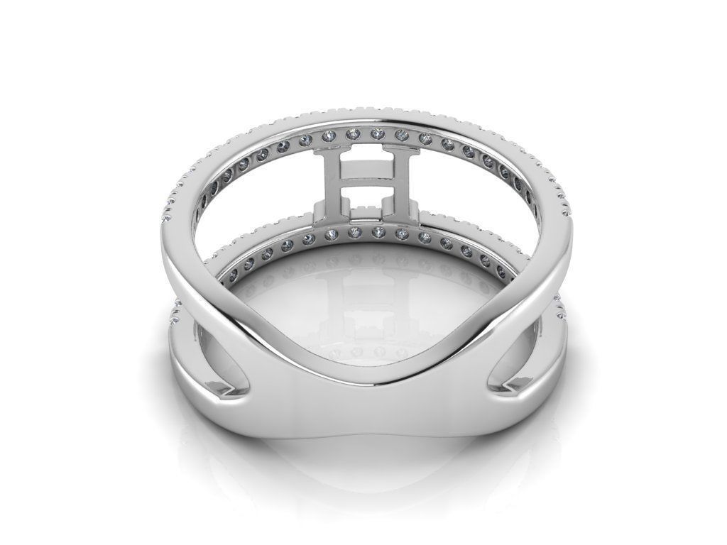 Jewelry Alphabet Ring H 3D print model_9