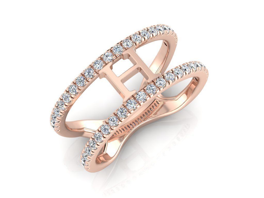 Jewelry Alphabet Ring H 3D print model_2