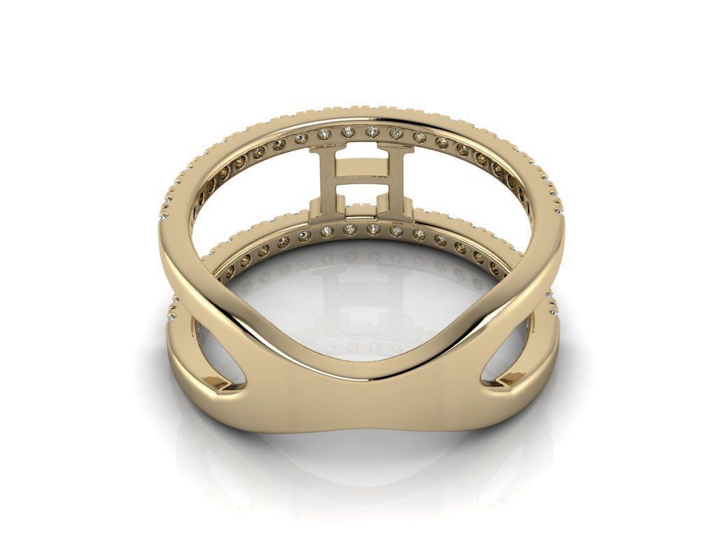 Jewelry Alphabet Ring H 3D print model_12