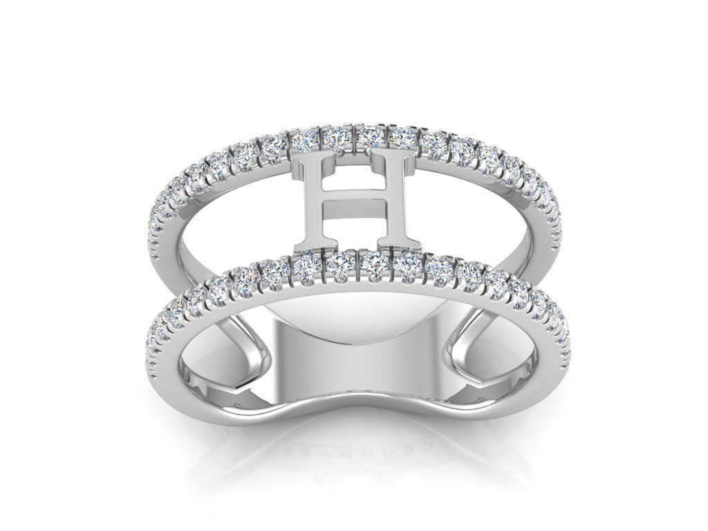 Jewelry Alphabet Ring H 3D print model_7