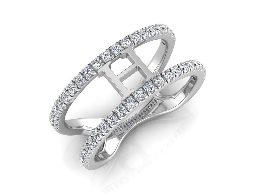 Jewelry Alphabet Ring H 3D print model_6