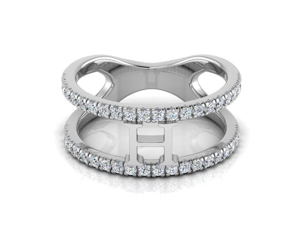 Jewelry Alphabet Ring H 3D print model_8