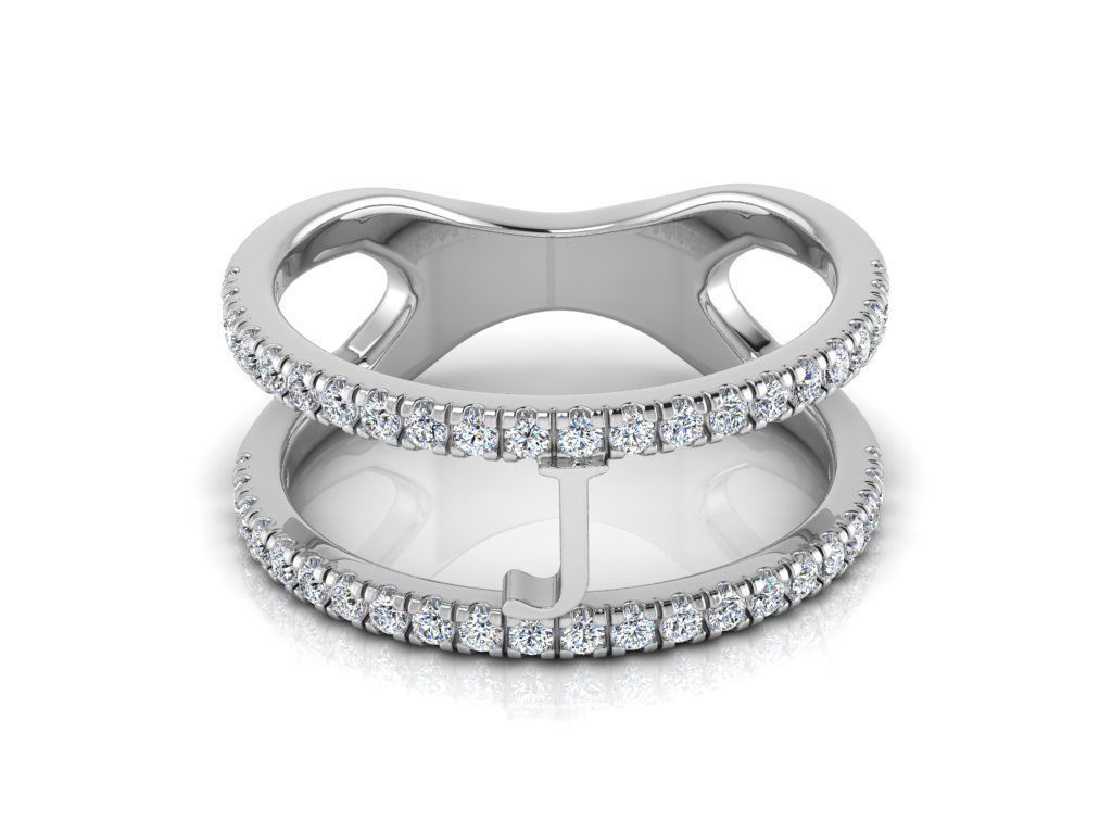 Jewelry Alphabet Ring J 3D print model_8