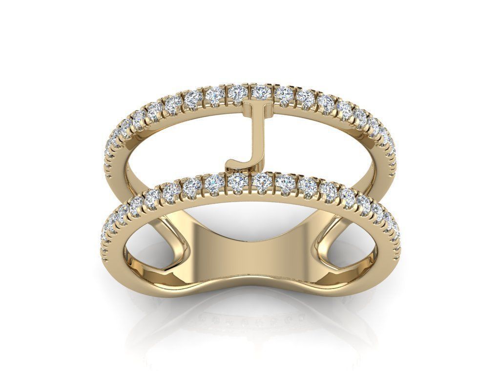 Jewelry Alphabet Ring J 3D print model_10