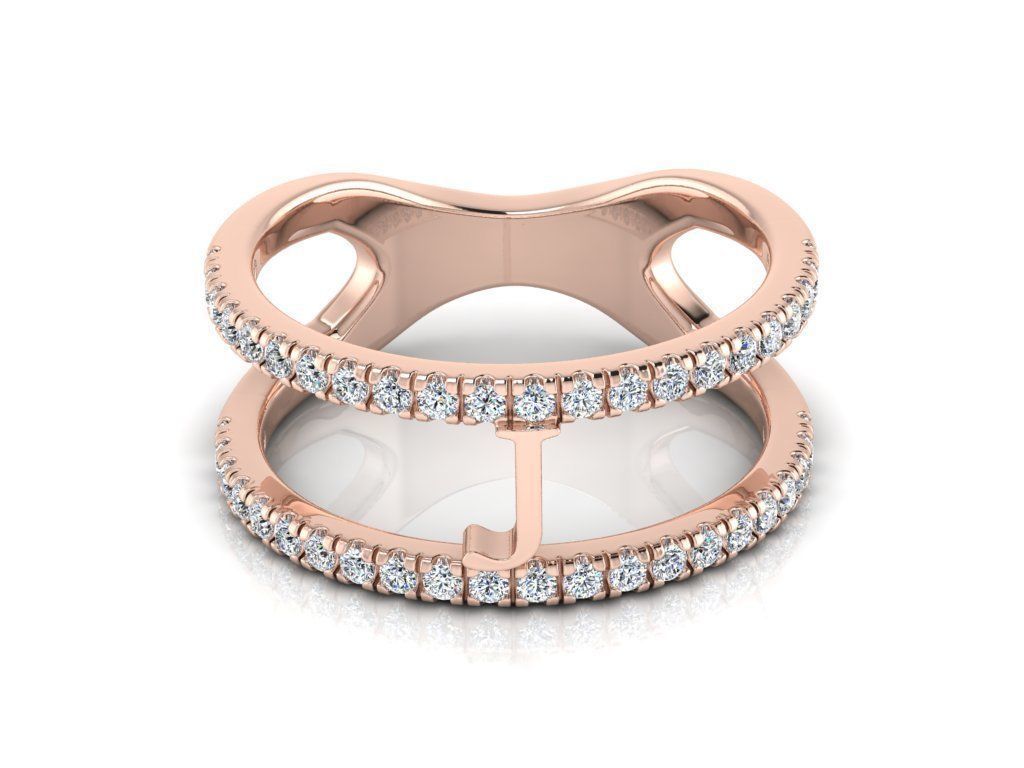 Jewelry Alphabet Ring J 3D print model_4