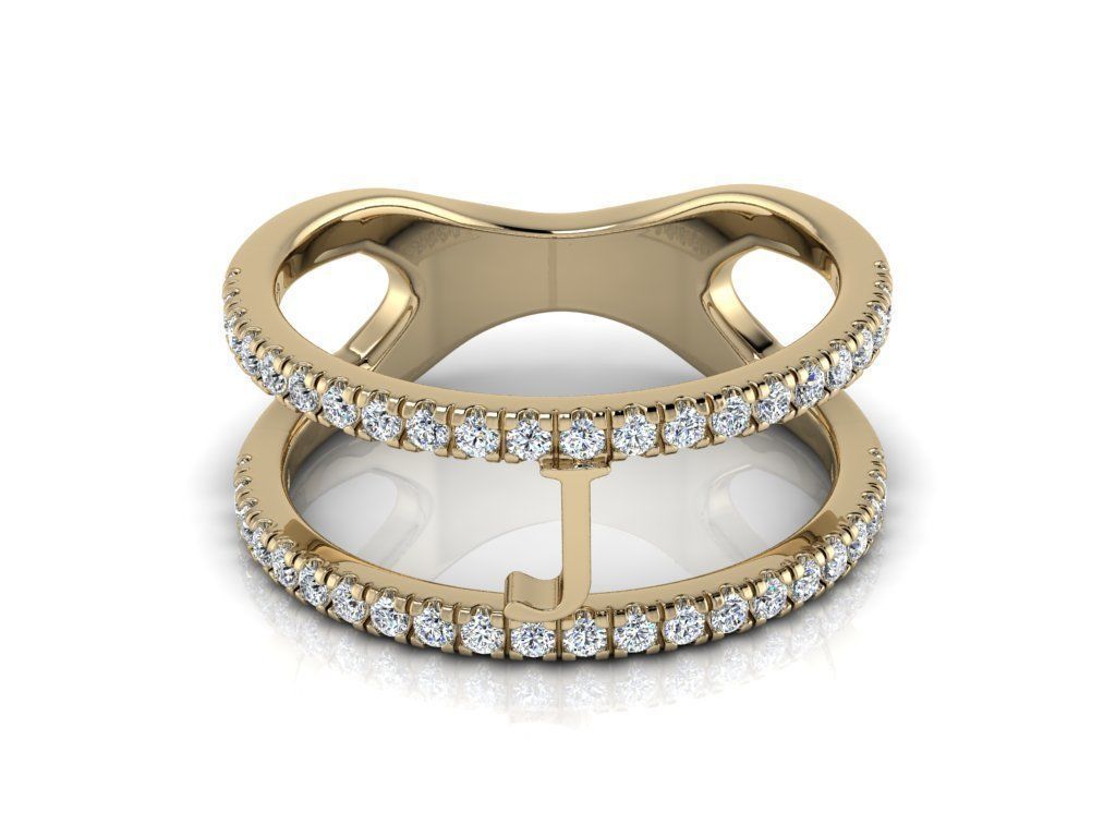 Jewelry Alphabet Ring J 3D print model_11