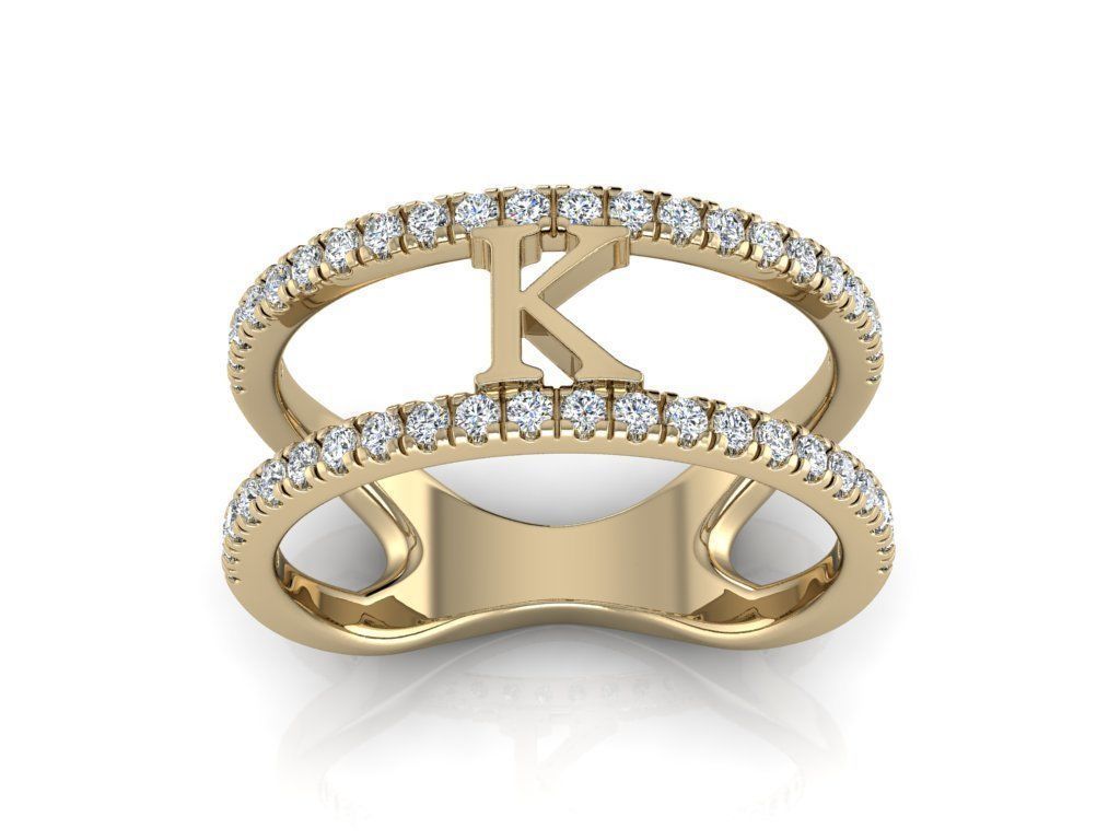 Jewelry Alphabet Ring K 3D print model_10