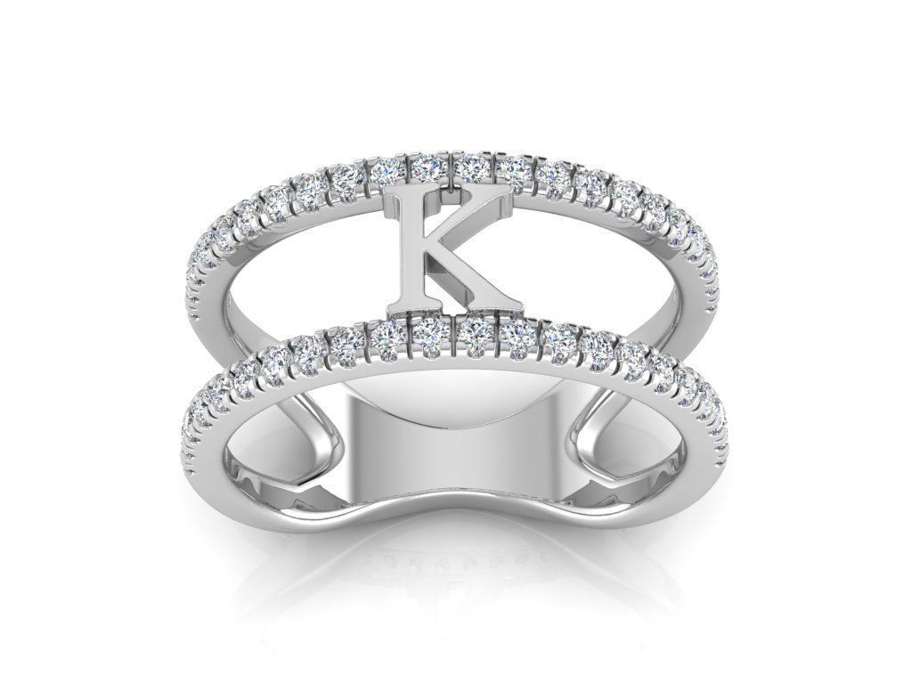 Jewelry Alphabet Ring K 3D print model_7