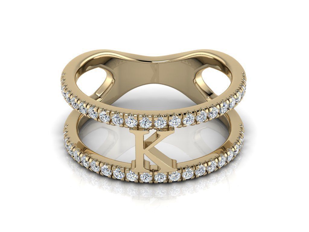 Jewelry Alphabet Ring K 3D print model_11