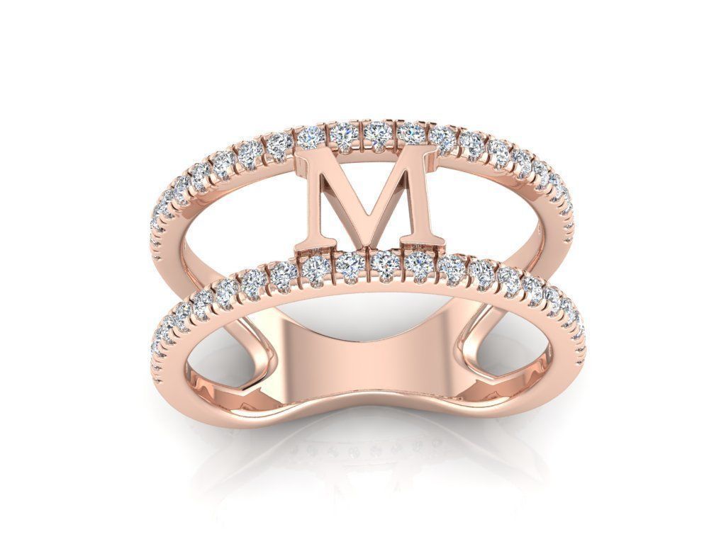 Jewelry Alphabet Ring M 3D print model_3