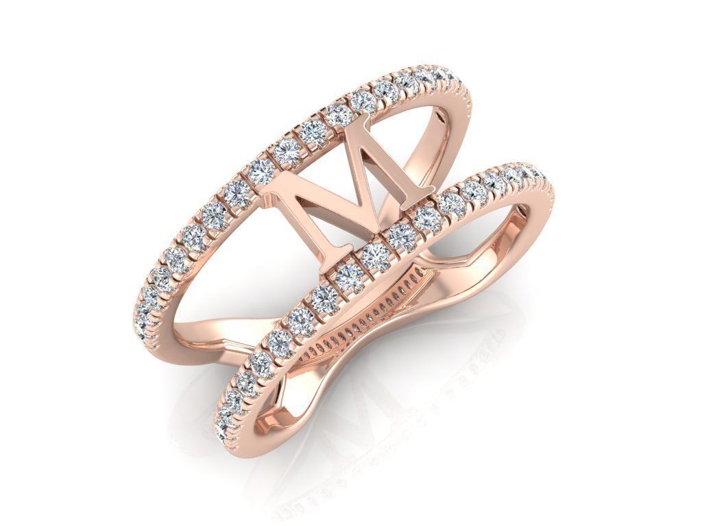 Jewelry Alphabet Ring M 3D print model_2