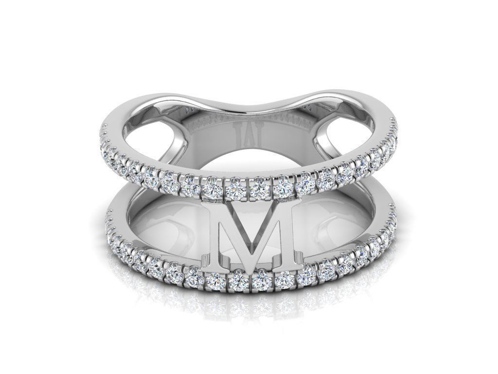 Jewelry Alphabet Ring M 3D print model_8