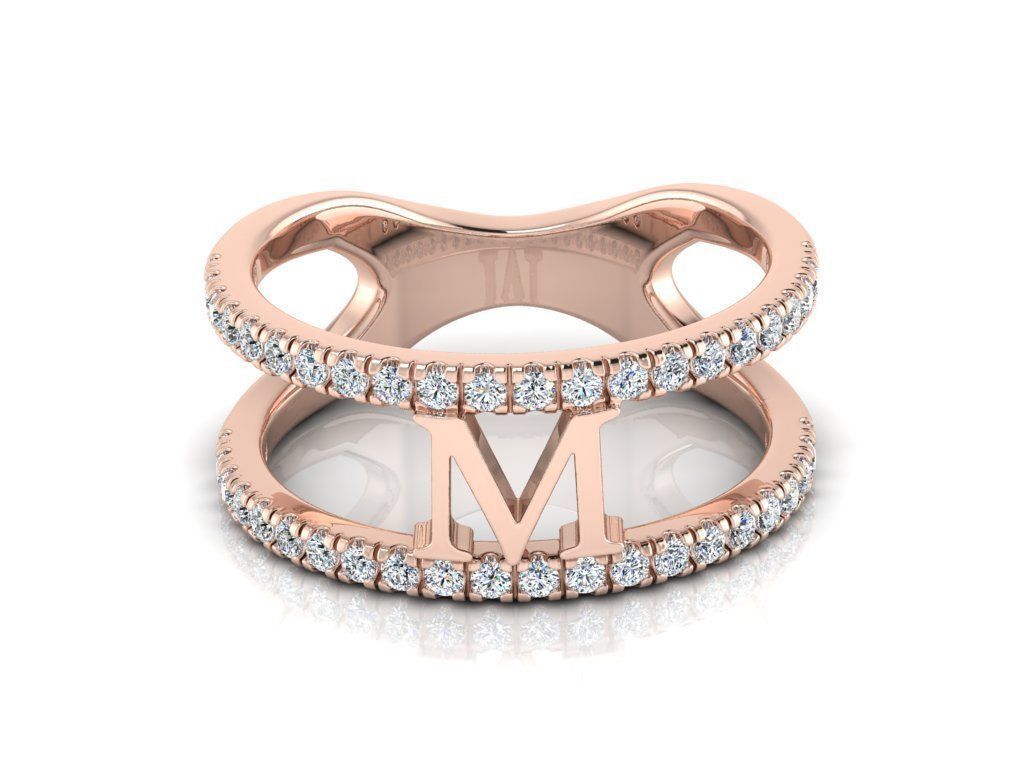 Jewelry Alphabet Ring M 3D print model_4