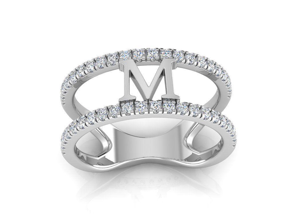 Jewelry Alphabet Ring M 3D print model_7