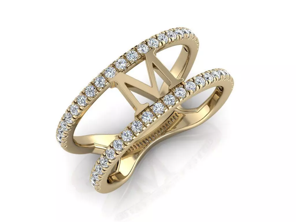 Jewelry Alphabet Ring M 3D print model_0